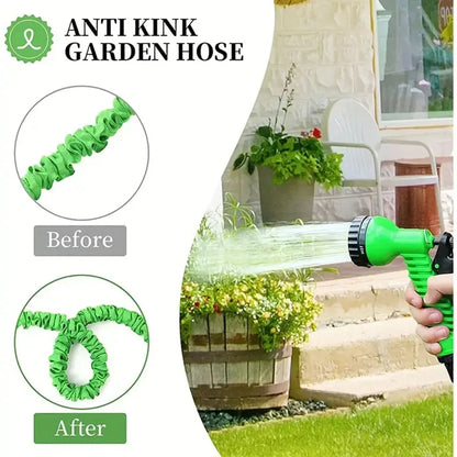 25FT–200FT Expandable Garden Hose – Lightweight Durable Watering Tool with 7-Function Spray Gun
