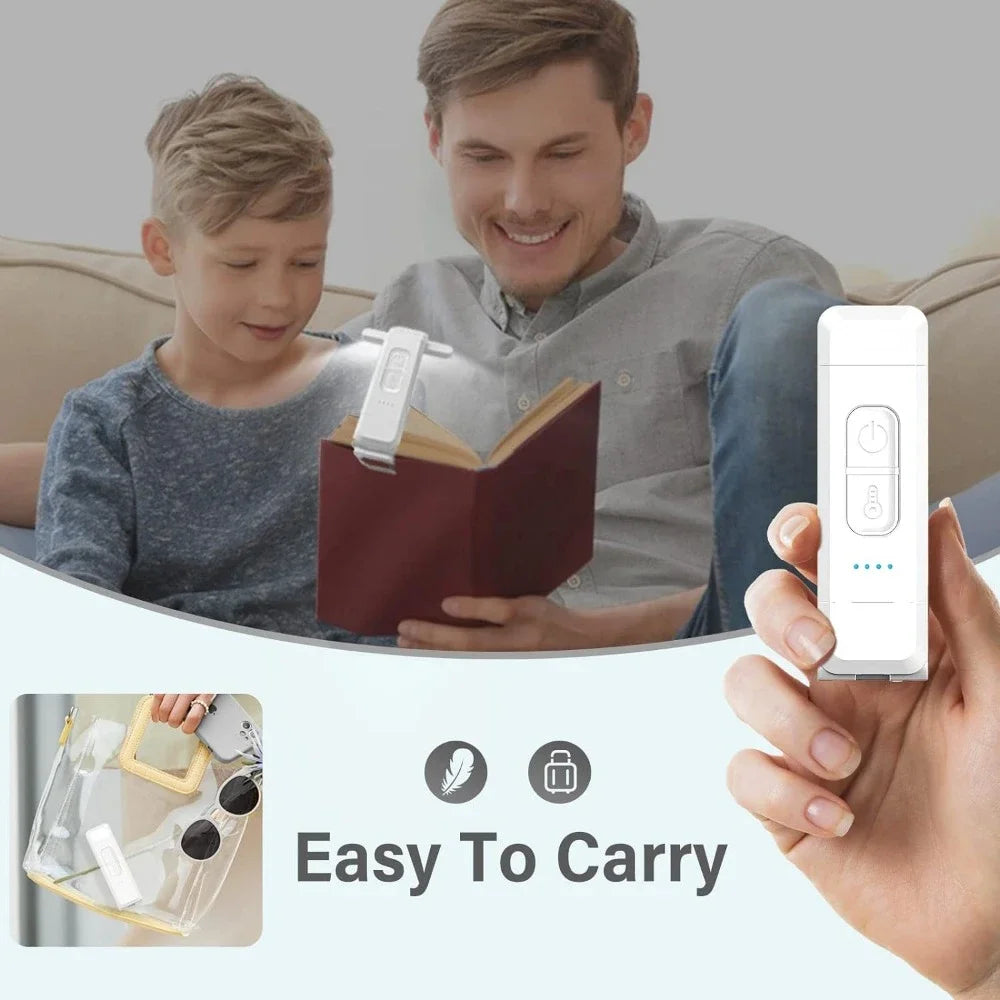 USB Rechargeable Reading Light - Portable LED Clip-On Bookmark for Nighttime Reading in Bed