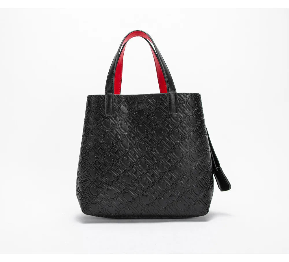 CH Fashion Women’s Shoulder Bag – Large Capacity Casual PU Leather Handbag with Embossed Letters