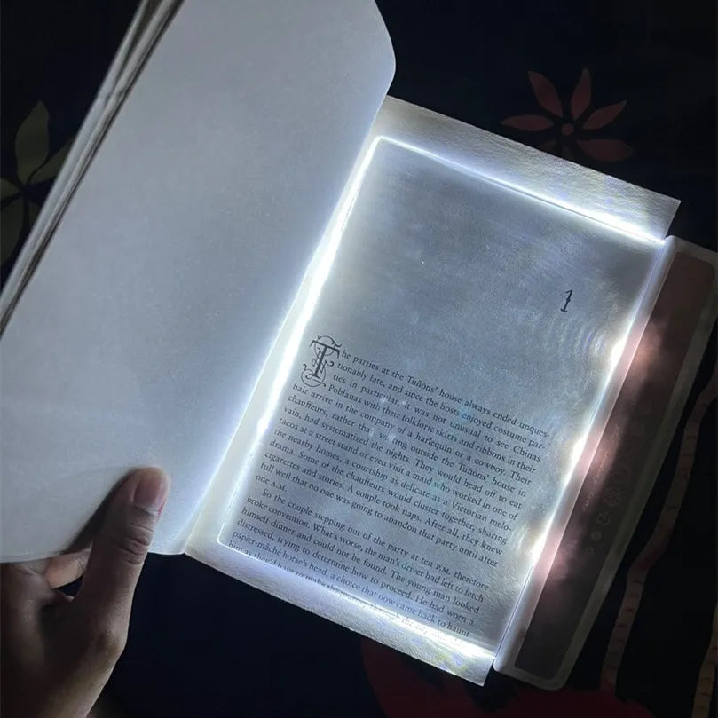 LED Flat Plate Panel Book Light - Portable Eye-Caring Bookmark for Night Vision Reading, Study, Car Travel
