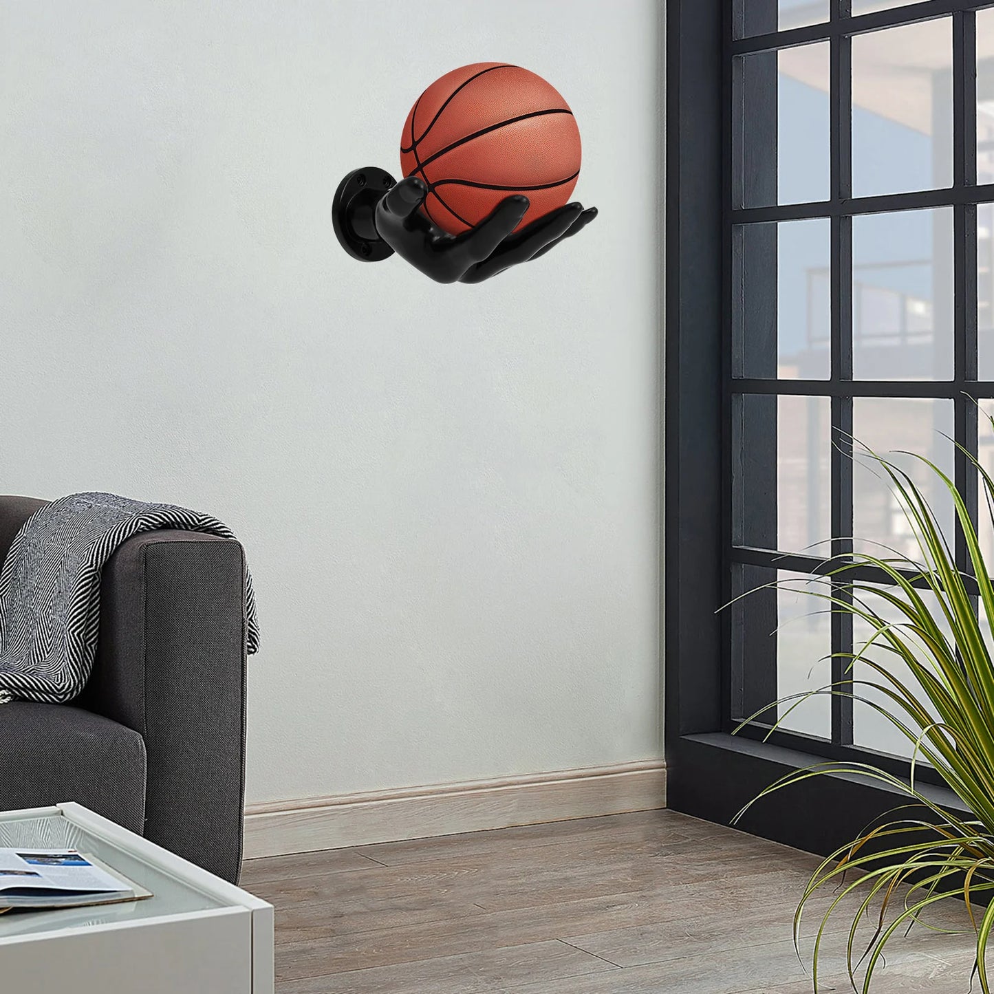 Wall-Mounted Hand-Shaped Basketball Storage Rack – Multi-Purpose Football Display Shelf & Space-Saving Room Decor Holder