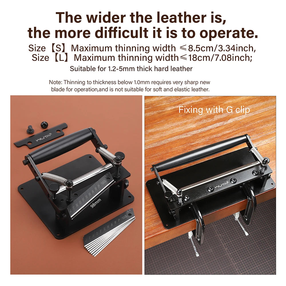 WUTA Manual Leather Skiving Machine – Belt Thinning Splitter & Strap Cutting Tool for Cowhide Leather DIY