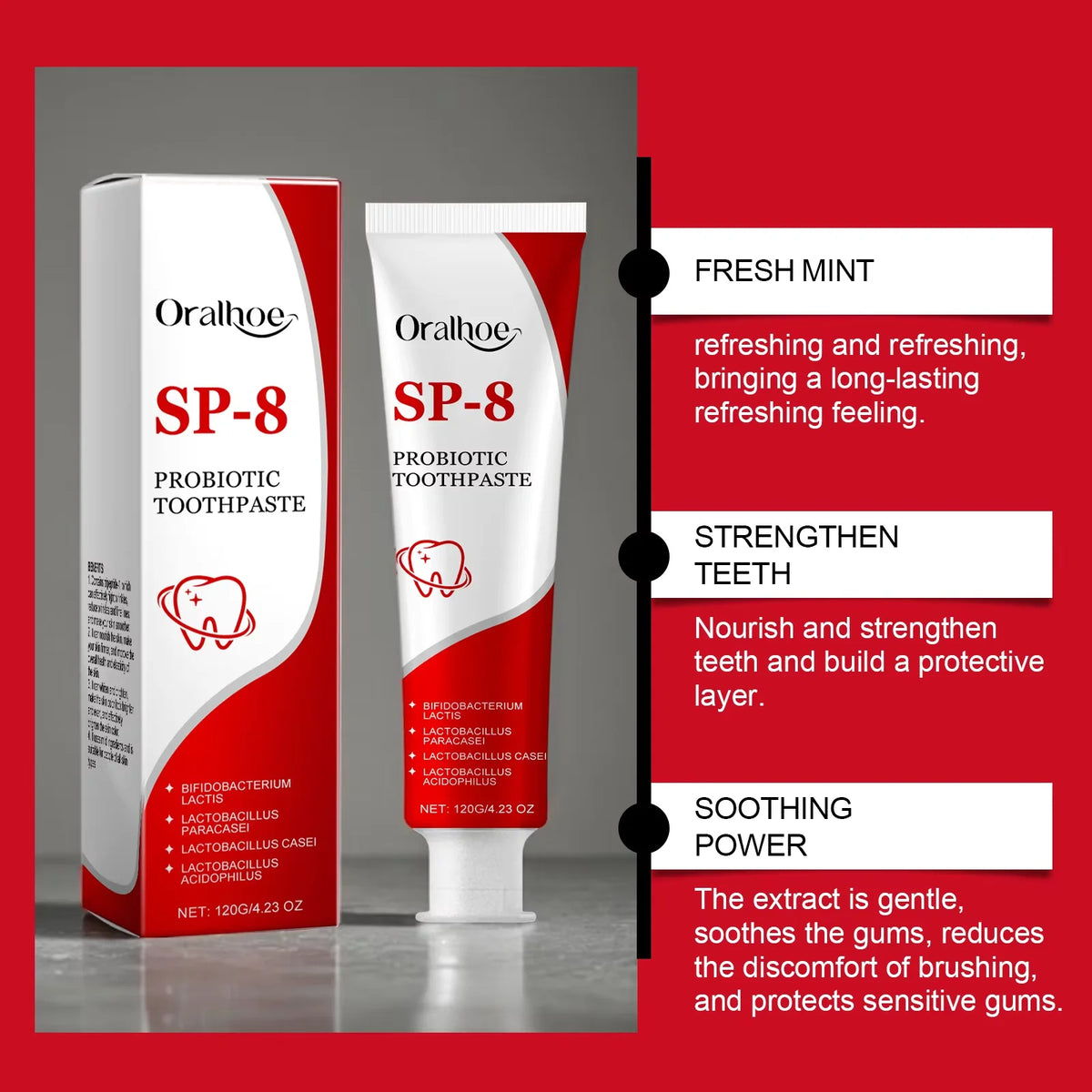 SP-8 Probiotic Whitening Toothpaste – Mint Fresh Breath, Deep Clean, P ...