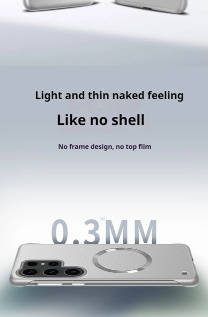 Ultra Thin Magnetic Metal Case for Samsung S25/S24 Ultra, S23/S22 FE – Frameless Matte PC Cover with MagSafe Compatibility