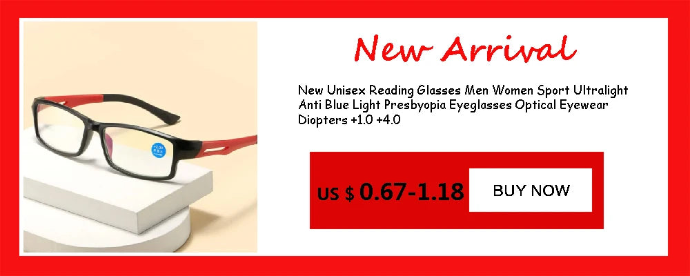 Sports Reading Glasses - Anti-Blue Light TR90 Frame Eyewear for Men & Women (+100 to +400)