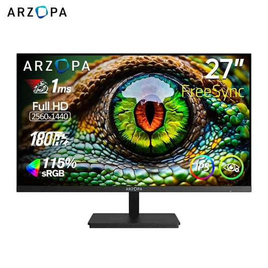 ARZOPA 27-Inch QHD Gaming Monitor — 180Hz Fast IPS, 1ms Response, FreeSync PC Monitor M1RC