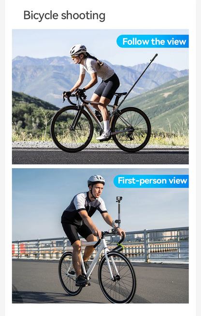 TELESIN Motorcycle Bike Monopod, Panoramic Handlebar Mount, Invisible Selfie Stick Bracket for GoPro Hero, DJI, Insta360