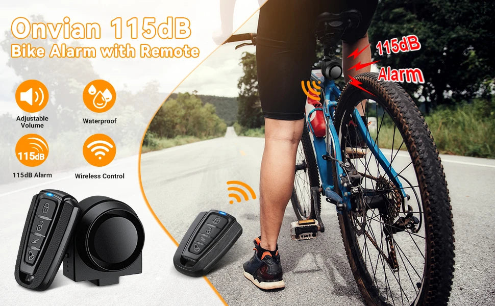 WSDCAM Bicycle Alarm – Waterproof Vibration Alarm with USB Charging & Remote Control, 110 dB Security for Bike & Motorcycle