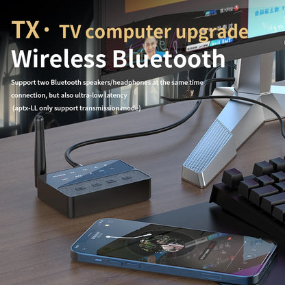VAORLO Qualcomm Bluetooth 5.3 Receiver & Transmitter | aptX HD/LL Low Latency, 3.5mm AUX, RCA Wireless Audio Adapter for PC & TV