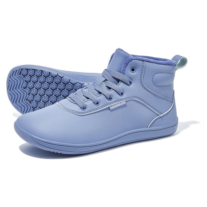 HOBIBEAR Unisex Winter Barefoot Shoes – Wide Toe Box Faux Fur Lined Ankle Sneakers for Women & Men, Artificial Leather Lace-Up