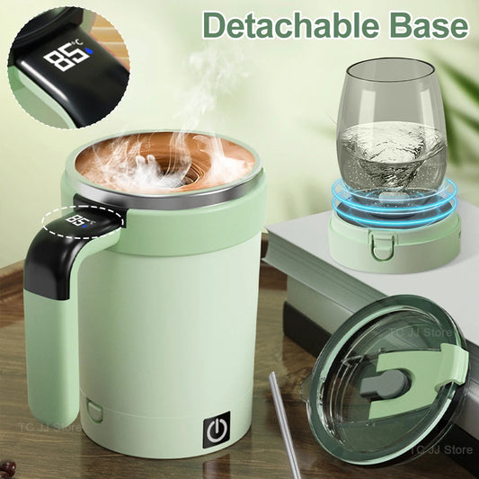 Automatic Rechargeable Electric Coffee Cup Stirrer – Stainless Steel Magnetic Self-Stirring Mug with Detachable Base