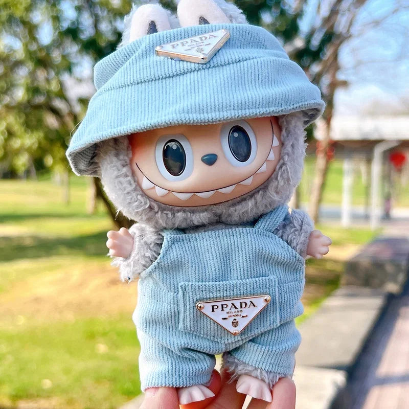 Corduroy Clothing Set for 17cm Labubu Doll – Outfit, Hat & Shoes DIY Accessories Gift