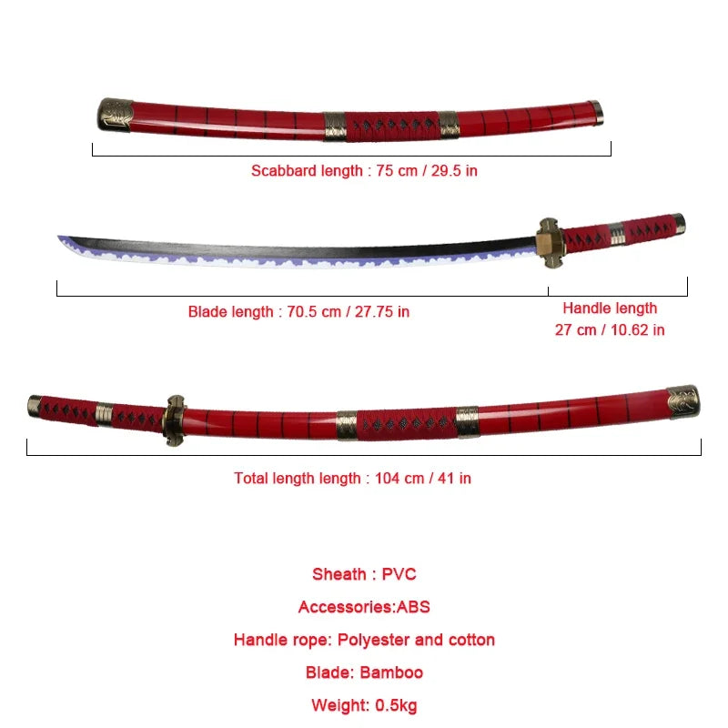 1:1 Roronoa Zoro Katana Wooden Toy Swords – Wado Ichimonji, Shusui, Enma Anime Cosplay Props & Collectible Weapons