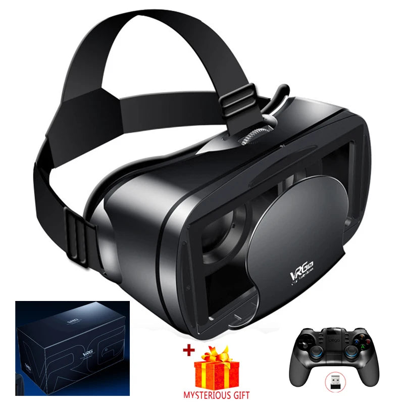 3D VR Headset – Virtual Reality Smart Glasses Helmet for Smartphones with Controllers and 7-Inch Lenses