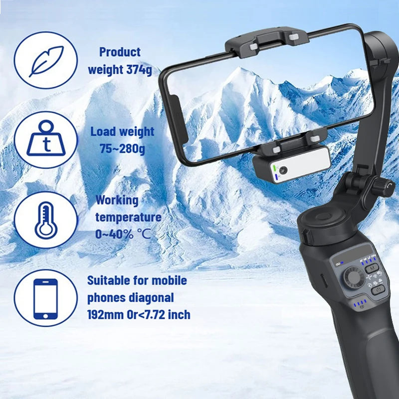 3-Axis Mobile Gimbal Stabilizer – Phone Video Recorder with Face & Object Tracking for Android & iPhone
