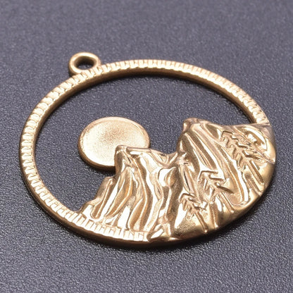 6pcs Real Gold-Plated Sun Charms - Stainless Steel Jewelry Making Pendants, Heart, Moon & Sunshine Design