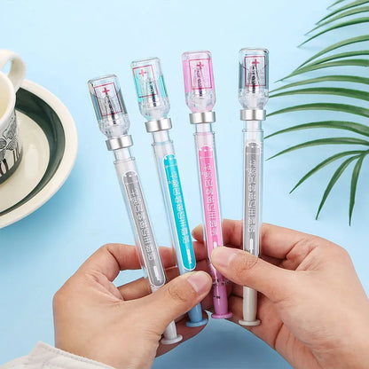 Syringe Gel Pen – Simulation Injection Syringe Shape, Black Ballpoint Signature Pen, Vaccine Pen Design