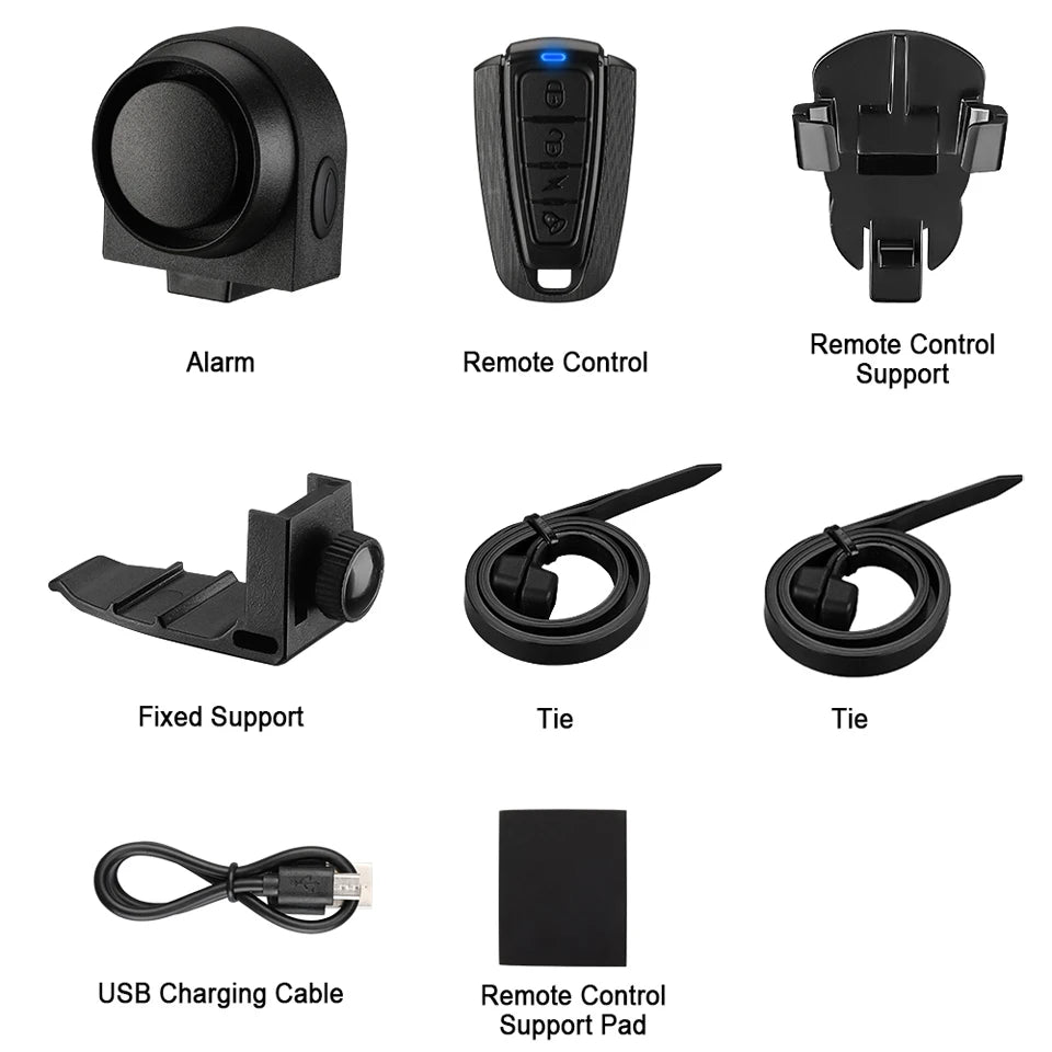WSDCAM Bicycle Alarm – Waterproof Vibration Alarm with USB Charging & Remote Control, 110 dB Security for Bike & Motorcycle