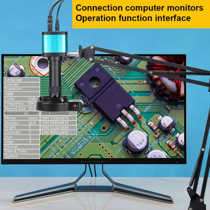 1-150X Zoom Lens Digital Microscope – 4K 48MP HD Industrial Camera with HDMI & Type C for Electronics Soldering