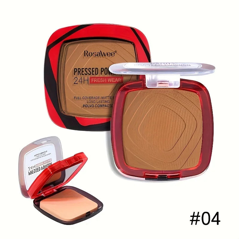 Matte Full Coverage Pressed Powder Foundation - 24H Fresh Wear with Puff Applicator, Weightless Finish Makeup