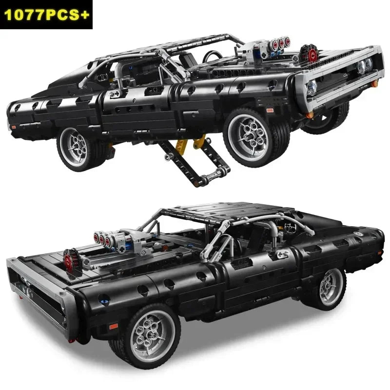 1077PCS Dodge Charger Racing Car Building Blocks – Fast and Furious Model, Assemble Bricks Toy for Kids, Boys & Adults Gifts