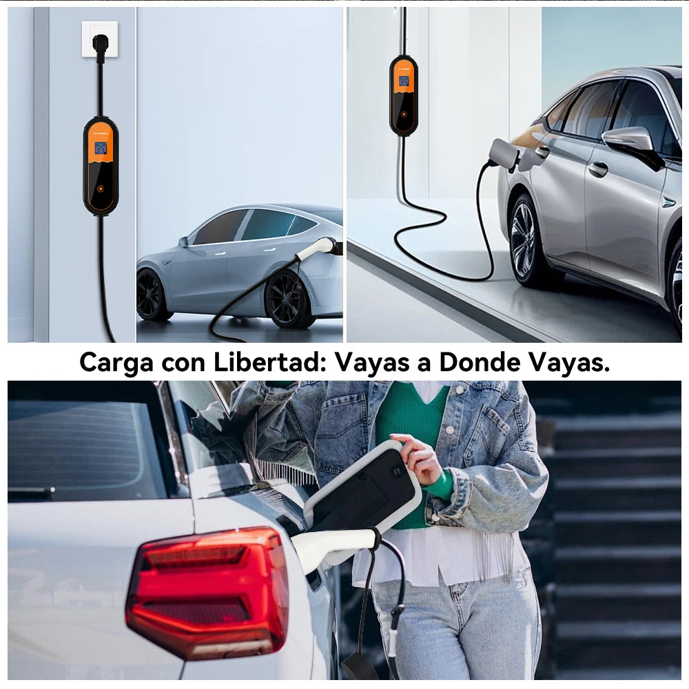 3.5KW Type 2 Portable EV Charger – Adjustable 8A-16A 1-Phase EU Plug for Electric Vehicles