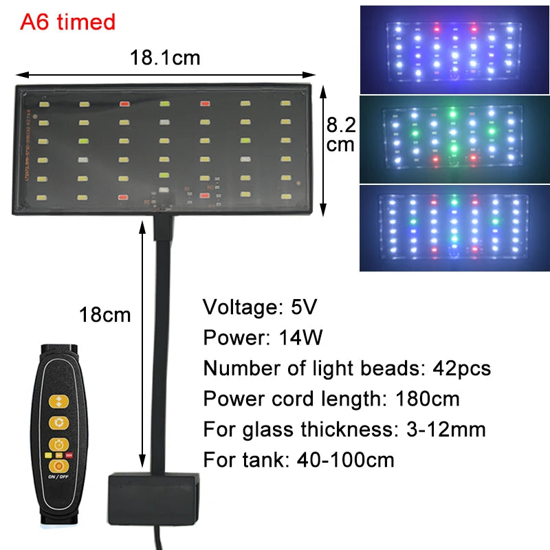 USB Aquarium LED Light – Full Spectrum Dimmable Fish Tank Lamp for Aquatic Plant Growth, Adjustable Brightness & 360° Rotatable