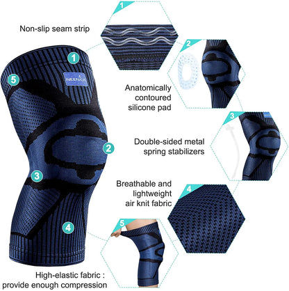 NEENCA Knee Brace Support – Side Stabilizers, Patella Gel Compression Sleeve for Knee Pain and Meniscus Tear Recovery