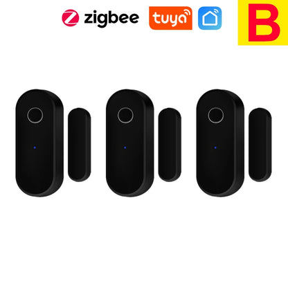 Tuya Smart Zigbee Door & Window Sensor – Black Open/Close Detector for Smart Home Security, Compatible with Smart Life App