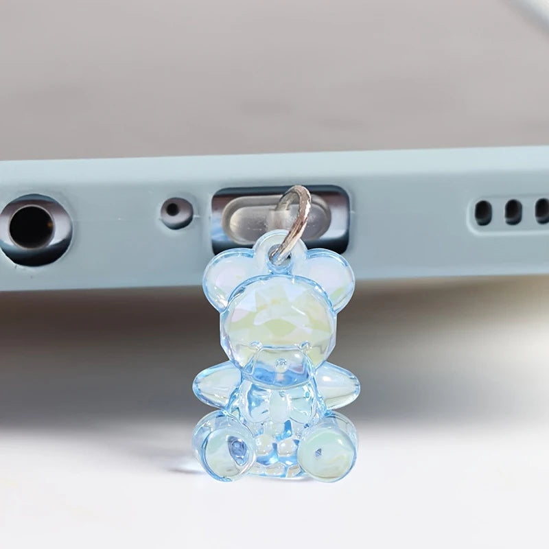 Kawaii Phone Dust Plug Charm - Acrylic Bear Jack Dust Protection Stopper, Anti-Dust Cap for Charge Port