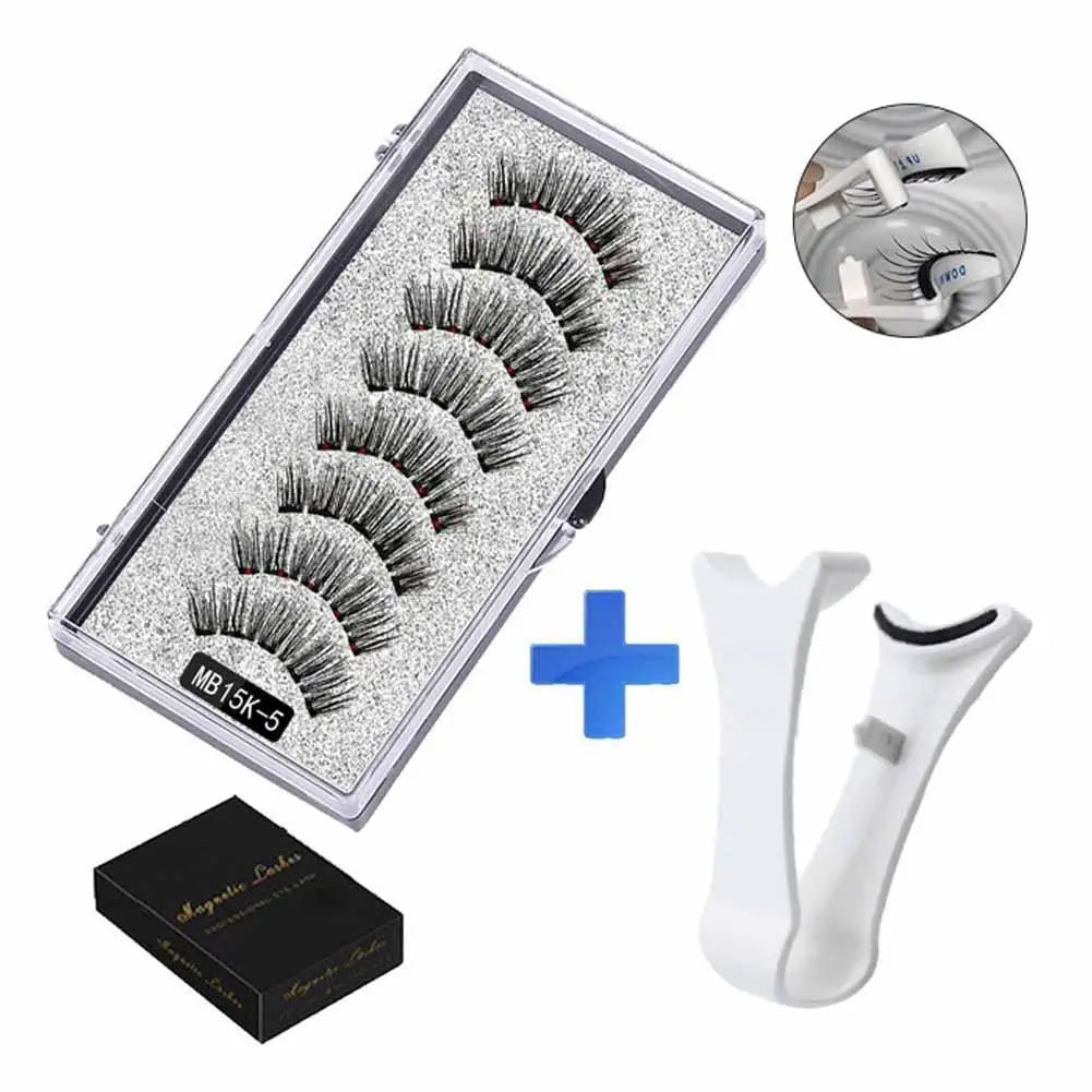 3D Natural Magnetic Eyelashes – 5 Magnetic Lashes with Handmade Gift Box, Reusable Extensions