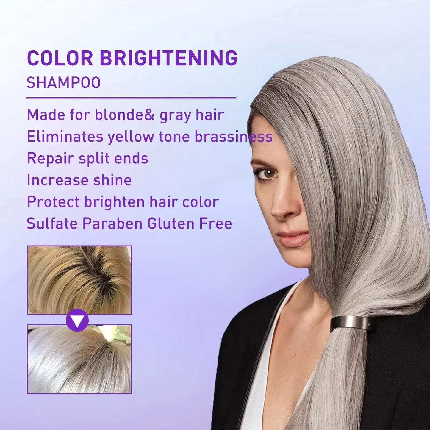 300ml Purple Color Fixing Shampoo – Long-Lasting Hair Dye, Gray Coverage, Fade Yellow After Bleach, Non-Irritating Hair Care