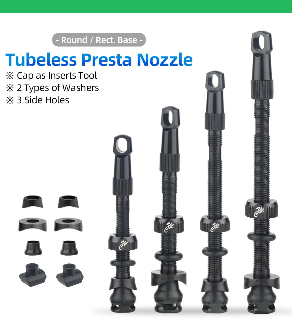 Bicycle Tubeless Presta Valve – Carbon Rim F/V Nipple with Detachable Brass Core & Cap for MTB Tires (40–80mm)