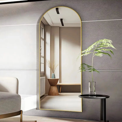Arched Full Length Mirror – 71"x26" Full Body Floor Mirror, Standing, Hanging or Leaning Wall Mount with Stand