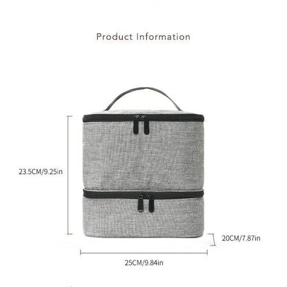 Women's Double Layer Nail Polish Storage Bag – Portable Travel Organizer for Essential Oils & Cosmetics
