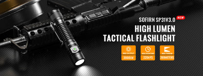 Sofirn SP31 V3.0 Tactical LED Flashlight — 2000LM SST40/519A USB-C Rechargeable 18650 Torch with Dual Switch