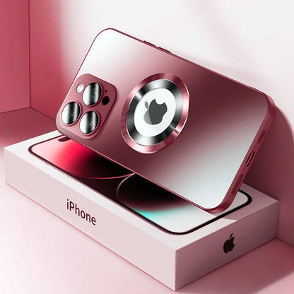 Tempered Glass Matte MagSafe Case — Shockproof Magnetic Wireless Charging Cover for iPhone 14–16 Pro Max