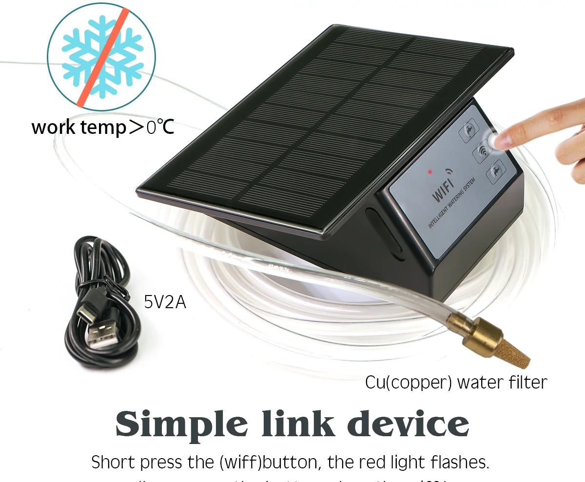 Tuya WiFi Solar Smart Drip Irrigation System — Remote Control Watering Kit for Garden & Balcony Plants