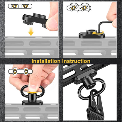 2PCS Tactical QD Sling Swivel Mount – 360° Quick Release Adapter for Rifle, Gun Sling Buckle Attachment Accessory