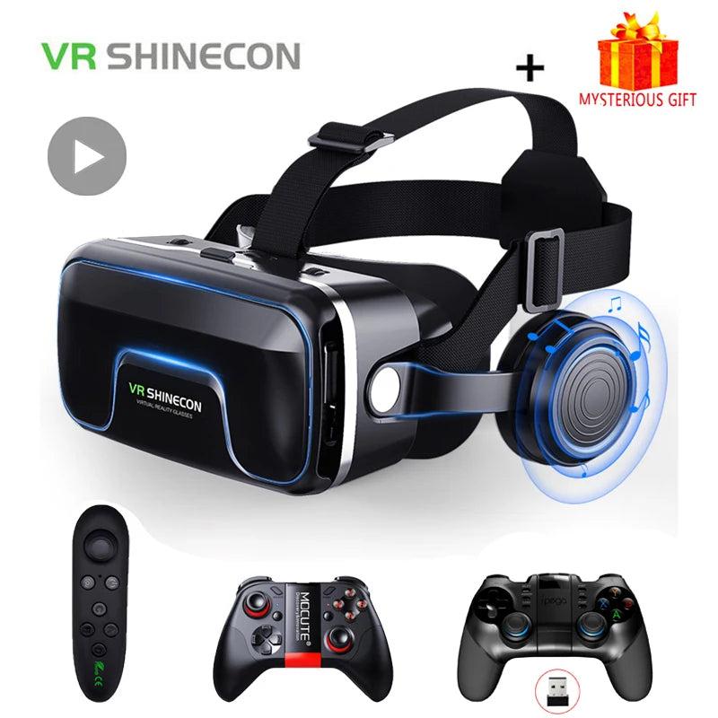 VR Shinecon 10.0 3D Virtual Reality Headset – Helmet Goggles for Smartphone Gaming