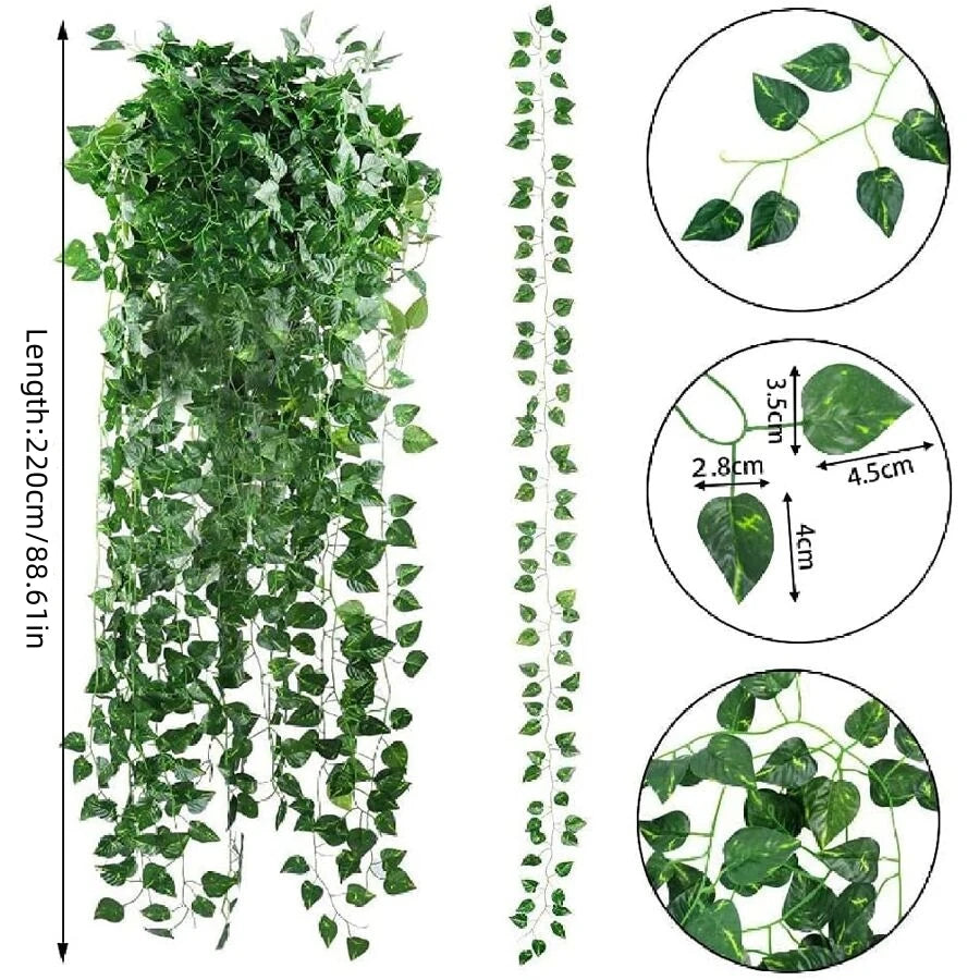 11M Artificial Ivy Leaf Garland — Green Hanging Vine for Outdoor Garden, Wall, Wedding & Home Decor