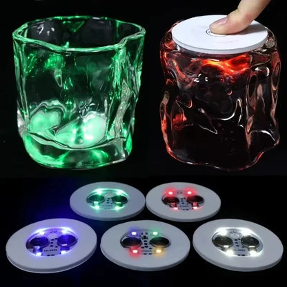 LED Luminous Cup Stickers — 6cm Bottle & Glass Coaster Lights for Bar, KTV, Wedding, Party Decoration (1/50PCS)