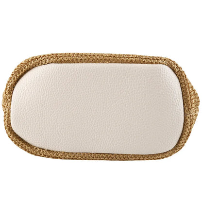 Women’s Bohemian Beach Straw Bag – Handmade Woven Rattan Bucket Shoulder & Crossbody Handbag