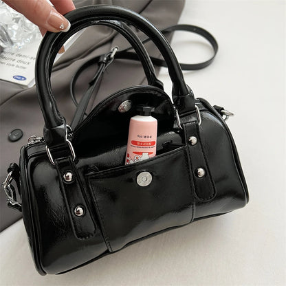 Burgundy Mini Top-Handle Bag for Women — PU Leather Shoulder & Crossbody Handbag 2024 Luxury Designer