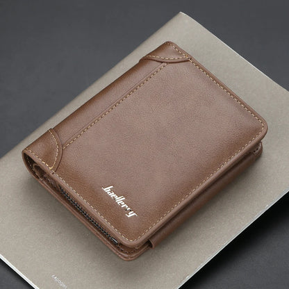 New PU Leather Men's Wallets: High-Quality Zipper Short Design Card Holder Male Purse - Vintage Coin Holder Men's Wallets