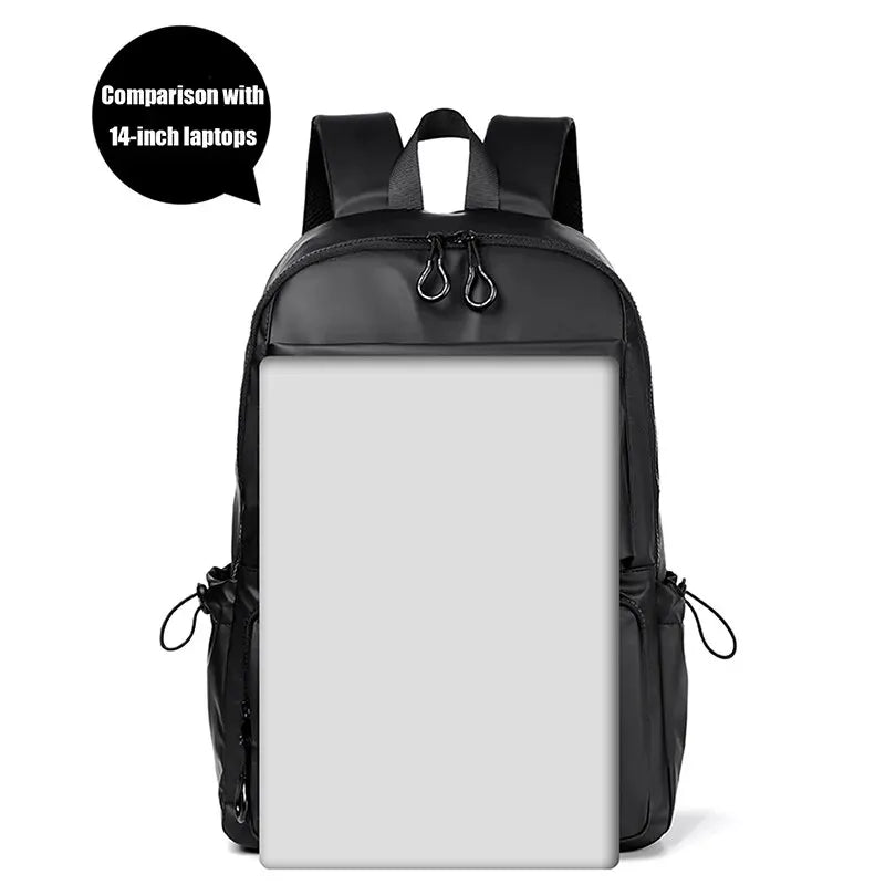14 Inch Large Capacity Men's Backpack | Solid Color PU Travel Leisure Bag | Fashionable Computer Backpack for Students