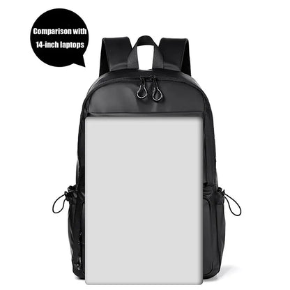 14 Inch Large Capacity Men's Backpack | Solid Color PU Travel Leisure Bag | Fashionable Computer Backpack for Students