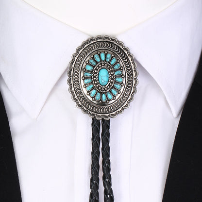 Ethnic Wind Sunflower Turquoise Bolo Tie – Western Style Neckwear