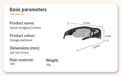 HD 1080P Mini Glasses Camera – Outdoor Bicycle, Motorcycle Security, Polarized Lens Sunglasses with Video Camera Sports Cam