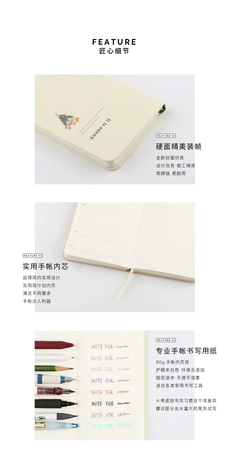 Retro Weekly Planner Notebook – Slim Notepad for Office & School, Cute Weekly Record Book